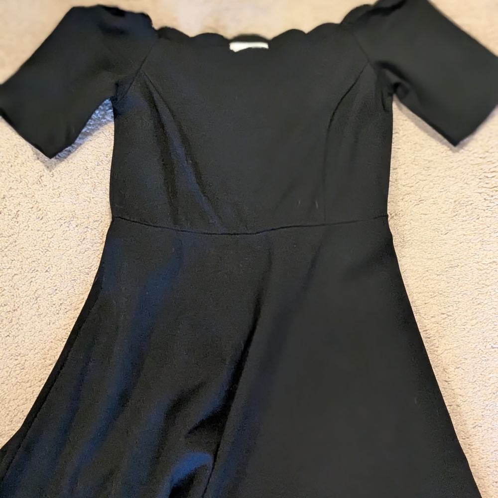 Nine Britton Black Dress with Scalloped Neckline